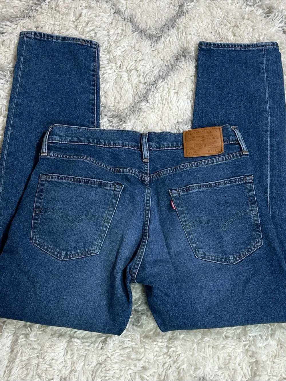 Levi's Dark Blue premium Straight Leg Jeans with Leather Patch